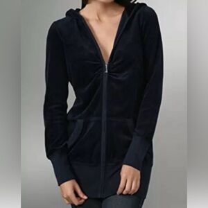 Juicy Couture Black Velour Zip-Up Robe